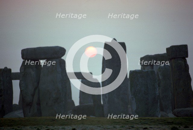 Stonehenge at sunrise, 25th century BC. Artist: Unknown