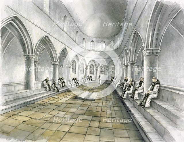 Rievaulx Abbey, 14th century, (c1990-2010). Artist: Peter Dunn.