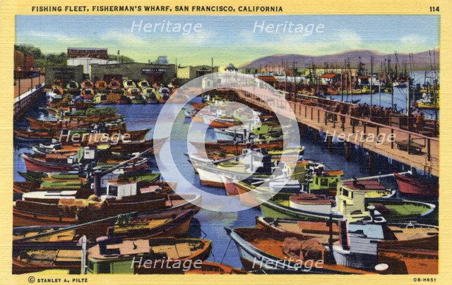 Fishing fleet, Fisherman's Wharf, San Francisco, California, USA, 1940. Artist: Unknown