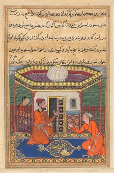 Page from Tales of a Parrot (Tuti-nama): Forty-eighth night: The young man of Baghdad..., c. 1560. Creator: Unknown.