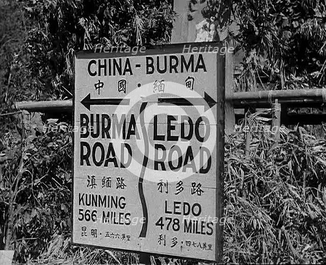 A Road Sign for the Ledo and Burma Roads, 1943. Creator: British Pathe Ltd.