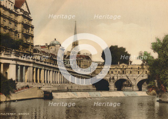 Pulteney Bridge, Bath, Somerset, c1925. Artist: Unknown