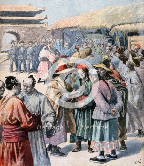 Disturbances in Seoul, Korea, 1894. Artist: Frederic Lix