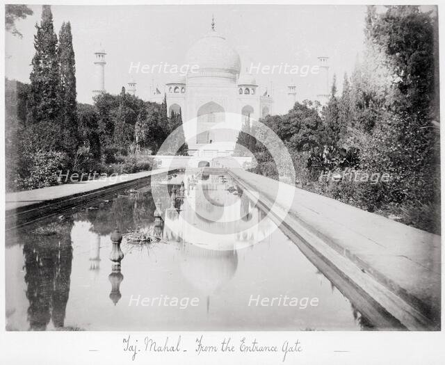 Taj Mahal, from the Entrance Gate, Late 1860s. Creator: Samuel Bourne.