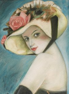 Lady in Hat, 1916. Creator: Della-Vos-Kardovskaya, Olga Ludvigovna (1875-1952).