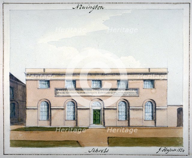 United Parochial National Charity and Sunday Schools, Newington Butts, Southwark, London, 1824. Artist: John Hassell