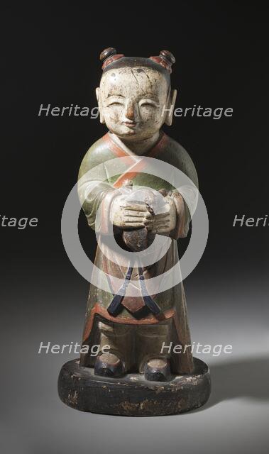 Altar Attendant (Tongja) Holding a Turtle (image 1 of 4), 18th century. Creator: Unknown.