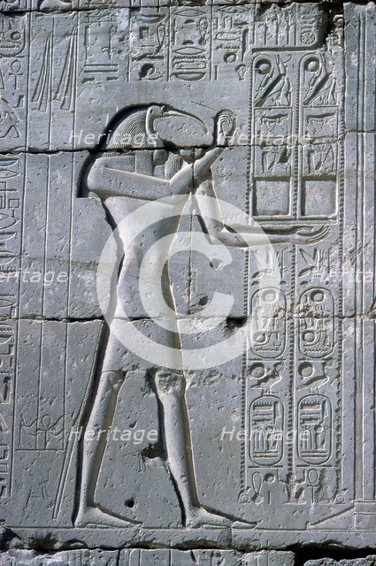Relief showing Thoth, The Ramesseum, Temple of Rameses II, Luxor, Egypt, c1300 BC. Artist: Unknown