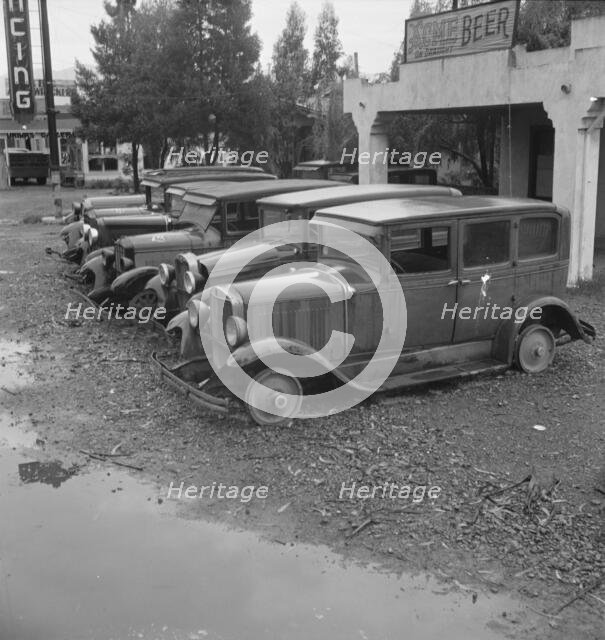 Roadside used car display on State Highway 17, Santa Clara County, California, 1939. Creator: Dorothea Lange.