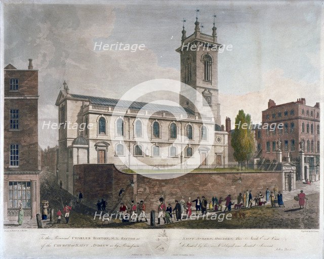 St Andrew Holborn, London, 1804. Artist: Frederick Christian Lewis