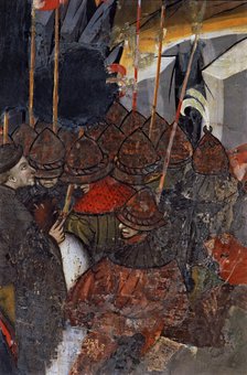  'Israeli crossing the Red Sea', detail of soldiers, altarpiece of the church of San Sebastian de…