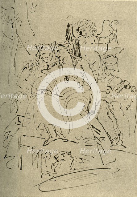 'Two Women, Eros and a Soldier', mid 18th century, (1928). Artist: Giovanni Battista Tiepolo.