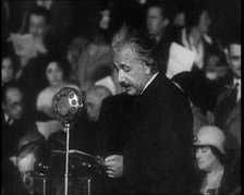 Albert Einstein Giving a Speech on Freedom of Expression, 1930s. Creator: British Pathe Ltd.