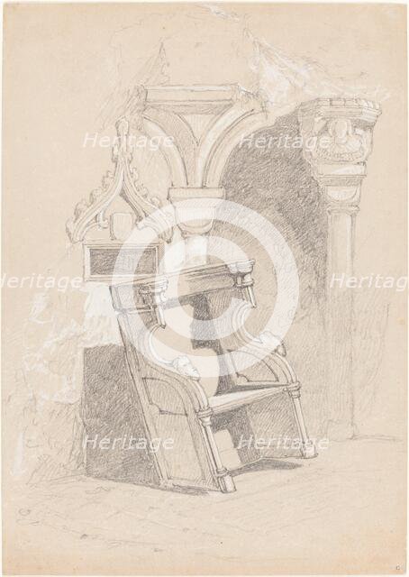 Sketch of Ruined Church Interior with Chair. Creator: John Sell Cotman.