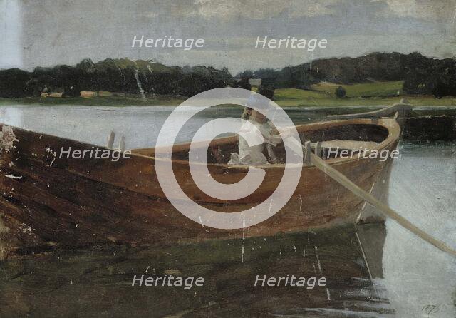 The Artist's Sister Berta in a Rowing Boat, study, 1879. Creator: Albert Edelfelt.