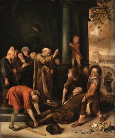 Death of Ananias, 1651. Creator: Steen, Jan Havicksz (1626-1679).