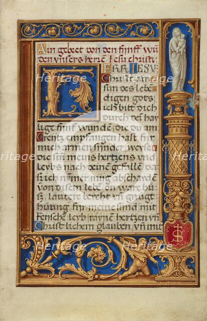Decorated Text Page; Prayer Book of Cardinal Albrecht of Brandenburg, about 1525-1530. Creator: Simon Bening.