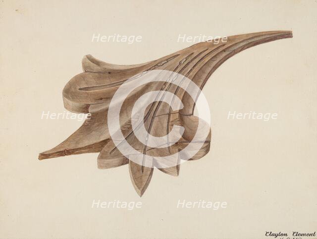 Wood Carving - Scroll, c. 1939. Creator: Clements Clayton.