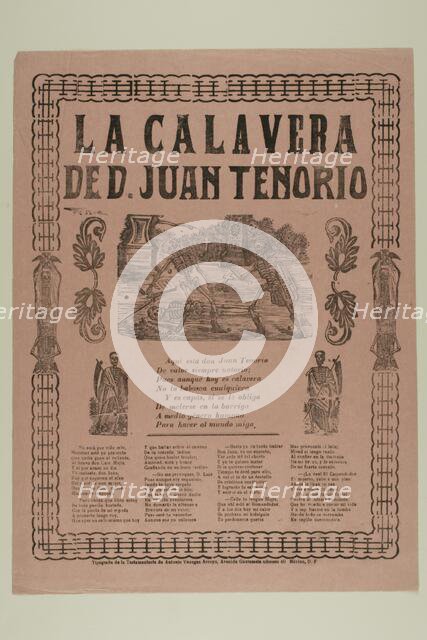 La Calavera de D. Juan Tenorio (The Calavera of D. Juan Tenorio), n.d. Creator: Manuel Manilla.