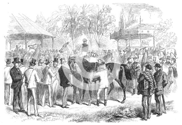 The Race for the Grand Prix de Paris: saddling the favourites, 1870. Creator: Unknown.