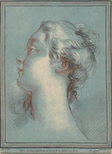 Head of a Young Woman Facing Left, c. 1774. Creator: Gilles Demarteau.