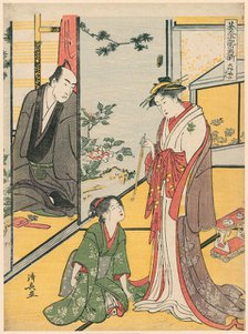 Scene at the Daifukuya (Daifukuya no dan), from the series "Go Taiheiki Shiraishi Banashi", 1785. Creator: Torii Kiyonaga.