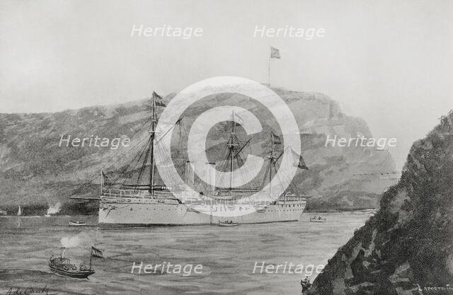 Spanish-American War (1898): Spanish cruiser "Reina Mercedes", 1898.  Creator: Enrique Laporta Valor.