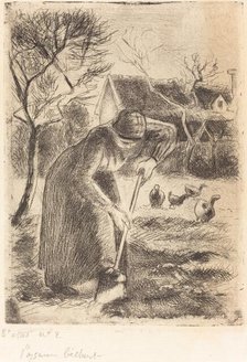 Paysanne bêchant (Peasant Laboring), 1890. Creator: Camille Pissarro.