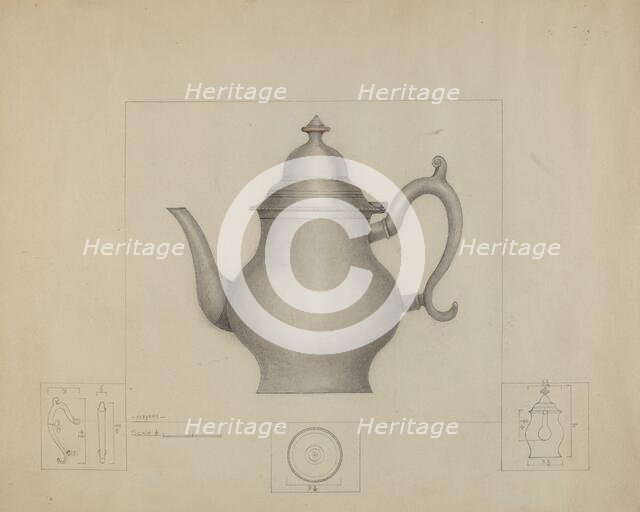 Pewter Coffee Pot, c. 1936. Creator: Henry Meyers.