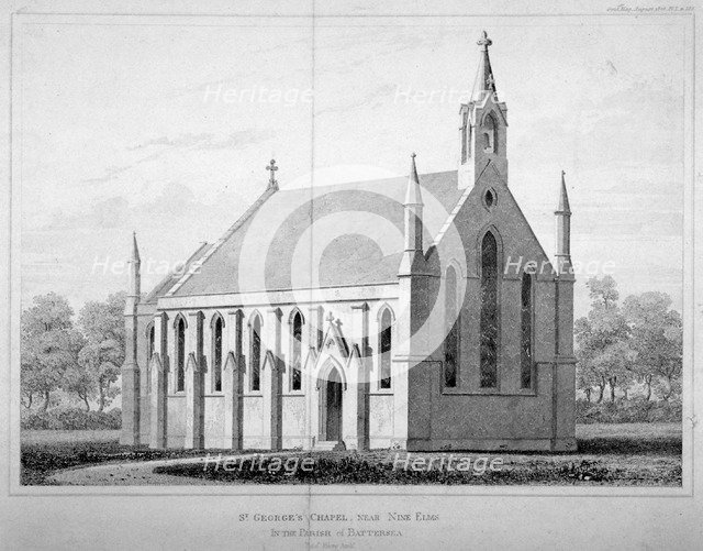 View of St George's Chapel, Battersea, London, 1828.                                           Artist: Anon
