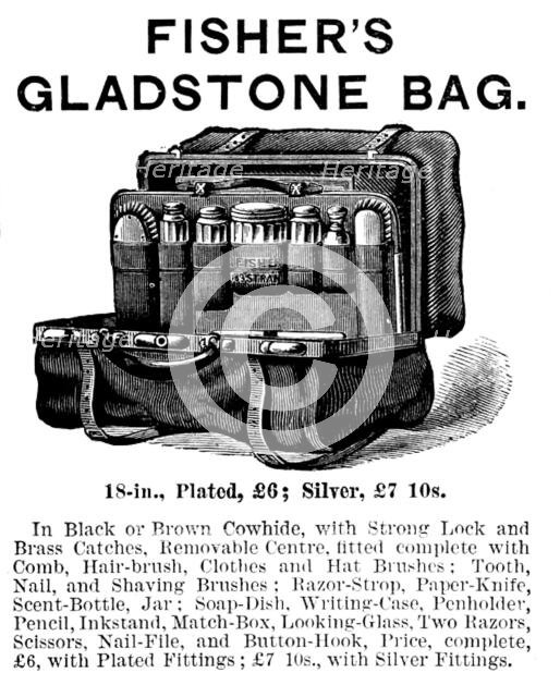 Advertisement for Fisher’s Gladstone Bag, 1890. Creator: Unknown.