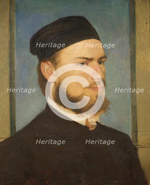 The painter Franz von Lenbach, 1862. Creator: Arnold Bocklin.