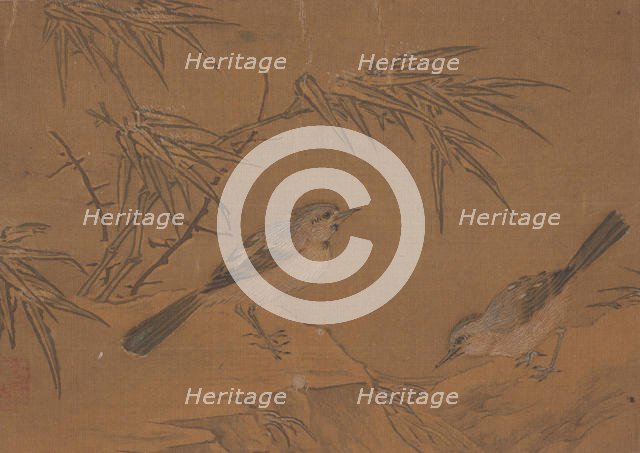 Two Birds and Bamboo Plant. Creator: Unknown.