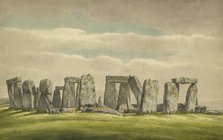 Stonehenge from the N.W., showing ruins with man and dog, 1824-1839. Artist: Henry Browne.