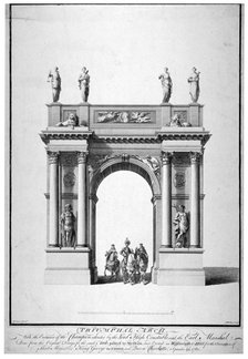 Triumphal arch on the west end of Westminster Hall, London, 1761.                                    Artist: Anthony Walker