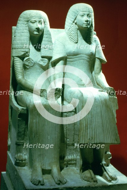 Statue of a Husband and Wife, Egyptian, 18th Dynasty. Artist: Unknown