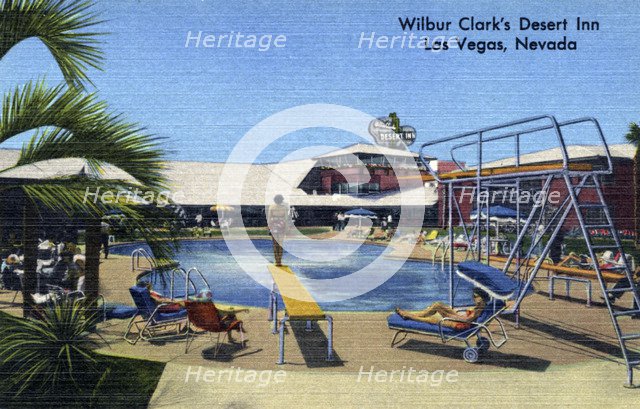 Swimming pool, Wilbur Clark's Desert Inn, Las Vegas, Nevada, USA, 1951. Artist: Unknown