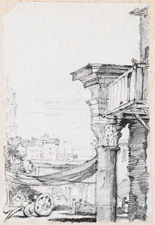 A Balcony in the Roman Forum, 1744/1750. Creator: Joseph-Marie Vien the Elder.