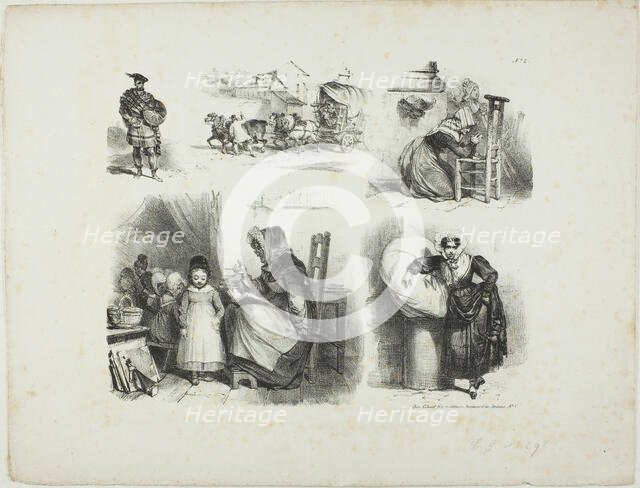 Sheet of Sketches, 1828. Creator: Auguste Raffet.