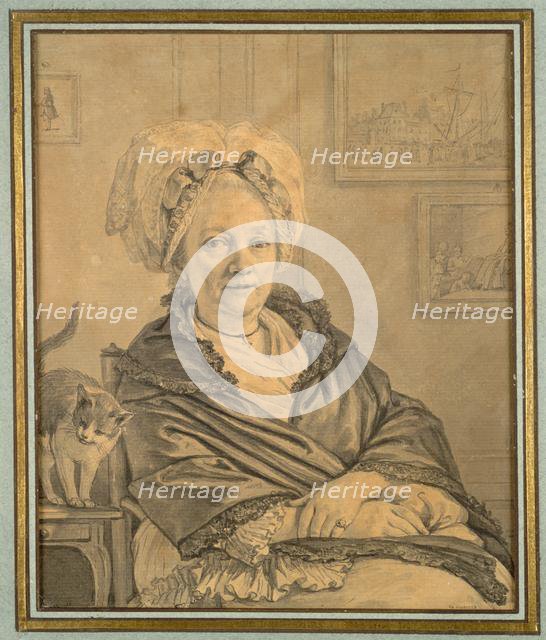 Seated Woman with a Cat, c. 1776. Creator: Jean-Michel the Younger Moreau (French, 1741-1814).
