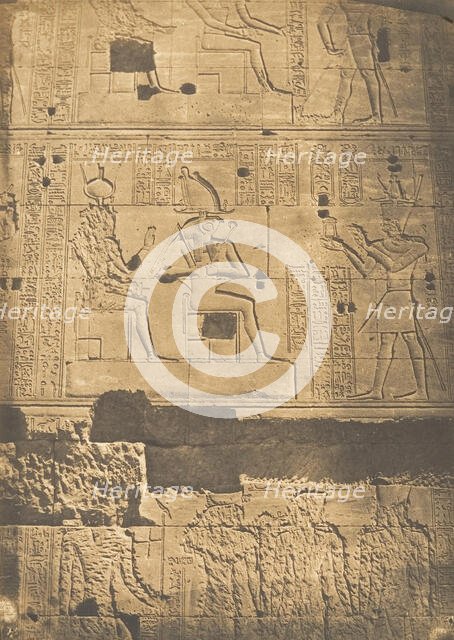 Bas-relief pris sur la muraille occidentale du grand Temple d'Isis, à Philae, April 1850. Creator: Maxime du Camp.