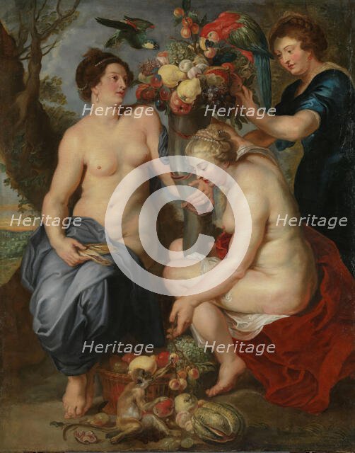 Three Nymphs with the Horn of Plenty; Ceres and Two Nymphs, c1628. Creator: Frans Snyders.