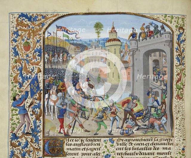The Battle of Caen in 1346, ca 1470-1475. Creator: Liédet, Loyset (1420-1479).