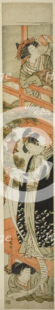 Parody of the Letter-Reading Scene in Chushingura, c. 1776. Creator: Isoda Koryusai.