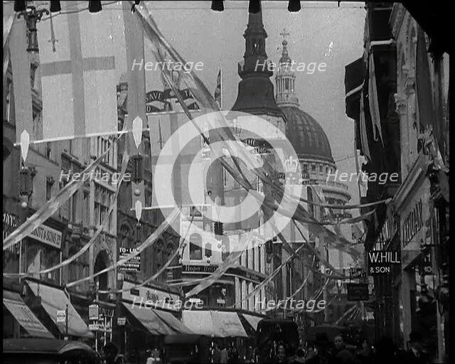 Looking East up Ludgate Hill at St Paul's Cathedral..., 1937 Creator: British Pathe Ltd.