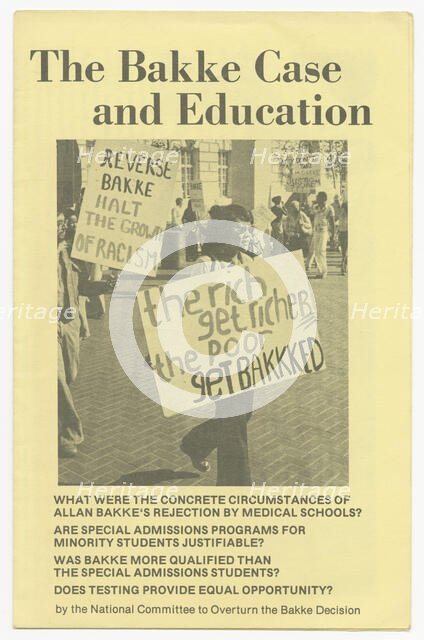 'The Bakke Case and Education', ca. 1978. Creator: Unknown.