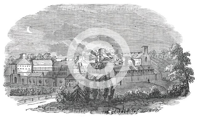 Fire at Parkhurst Prison, Isle of Wight, on Tuesday last, 1850. Creator: Unknown.