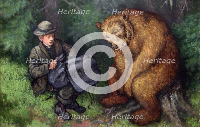The Ash Lad and the Bear, 1900. Creator: Theodor Kittelsen.
