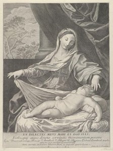 The Virgin holding a cloth above the sleeping infant Christ, after Reni, 1700-1800. Creator: Pietro Masini.