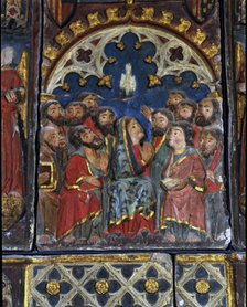 Whitsun', detail of the 'Altarpiece of the Virgin of the Ascension', polichromed sculpture in stone.